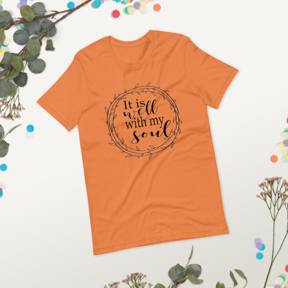 It Is Well With My Soul, Black Print Short-Sleeve Unisex T-Shirt