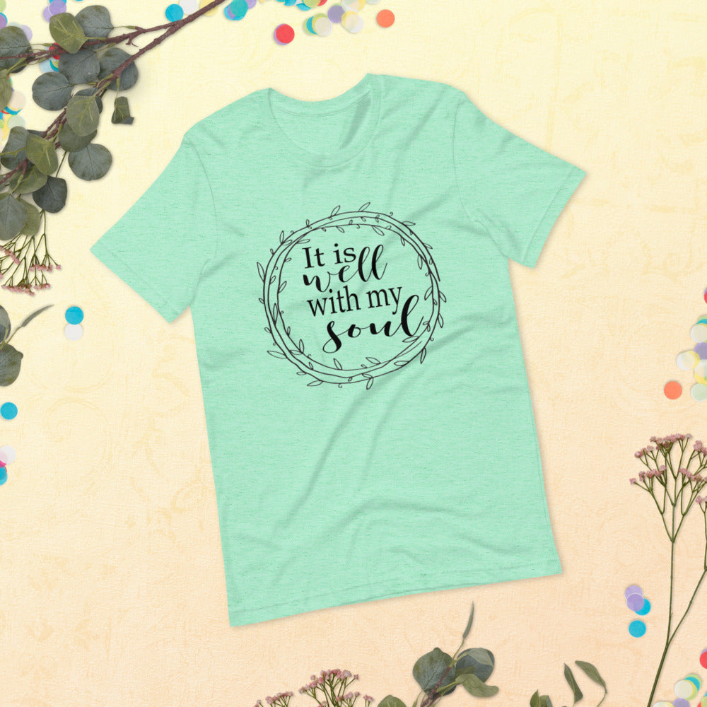 It Is Well With My Soul, Black Print Short-Sleeve Unisex T-Shirt