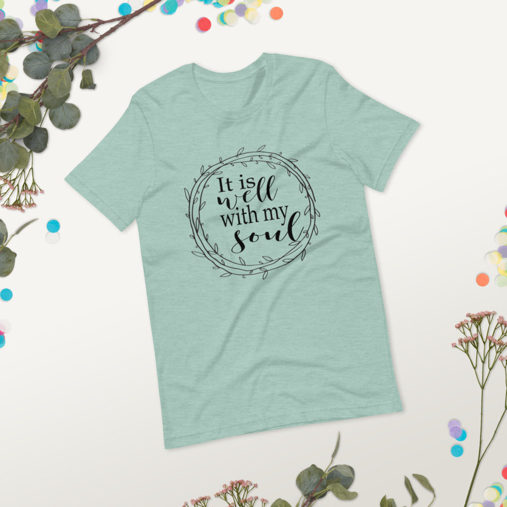 It Is Well With My Soul, Black Print Short-Sleeve Unisex T-Shirt