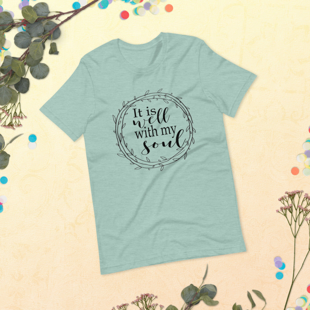 It Is Well With My Soul, Black Print Short-Sleeve Unisex T-Shirt