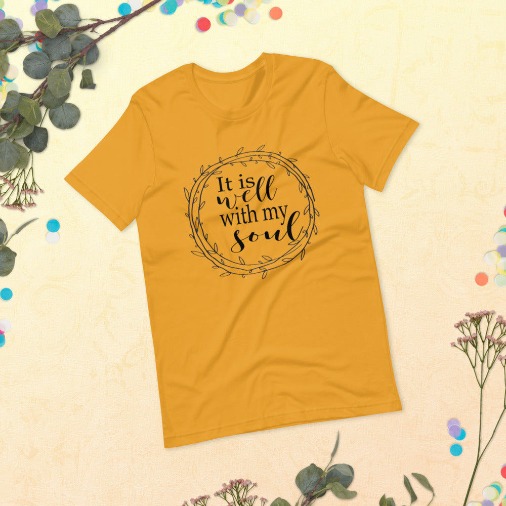 It Is Well With My Soul, Black Print Short-Sleeve Unisex T-Shirt