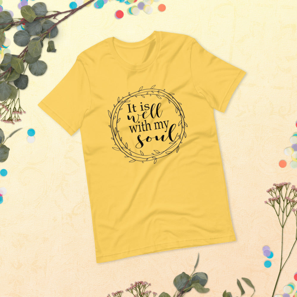 It Is Well With My Soul, Black Print Short-Sleeve Unisex T-Shirt