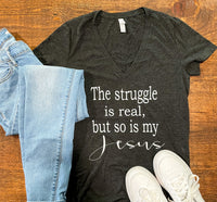 The struggle is real Unisex Short Sleeve V-Neck T-Shirt