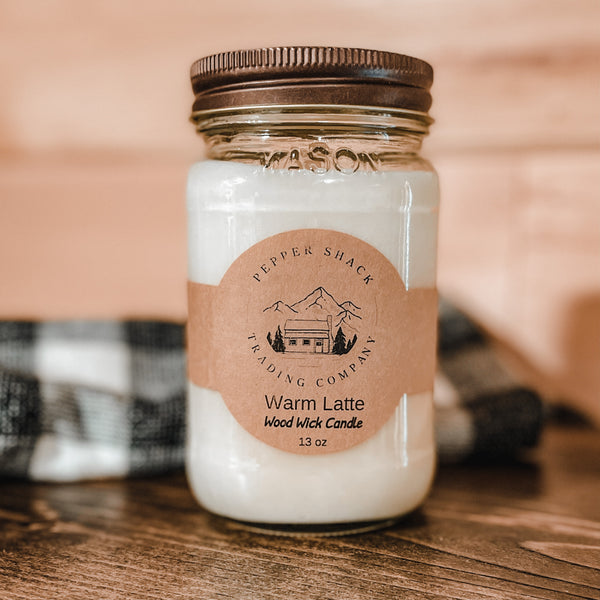 Warm Latte Wood Wick Soy Candle