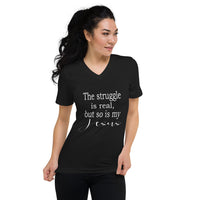 The struggle is real Unisex Short Sleeve V-Neck T-Shirt